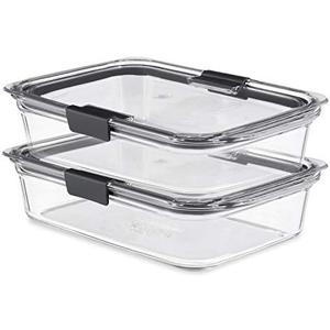 Rubbermaid Brilliance Glass Food Storage Containers, 3.2 Cup, Set of 2, BPA-Free, Leak-Proof, Clear