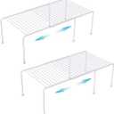 Expandable Cabinet Storage Organizer Shelf, Freezer Shelf Kitchen Cabinet Pantry Spice Rack for Plate Cup Organizer with Scratch Resistant Feet, 2 Sets