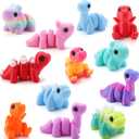 JOYIN 12 Pcs 3D Printed Dinosaur Animals Set, Mini Animals 3D Printed Toys - Cute Articulated Flexible Figurines Fidget Toys for Easter Party Favors Birthday Gifts Desk Pets Office Home Decor