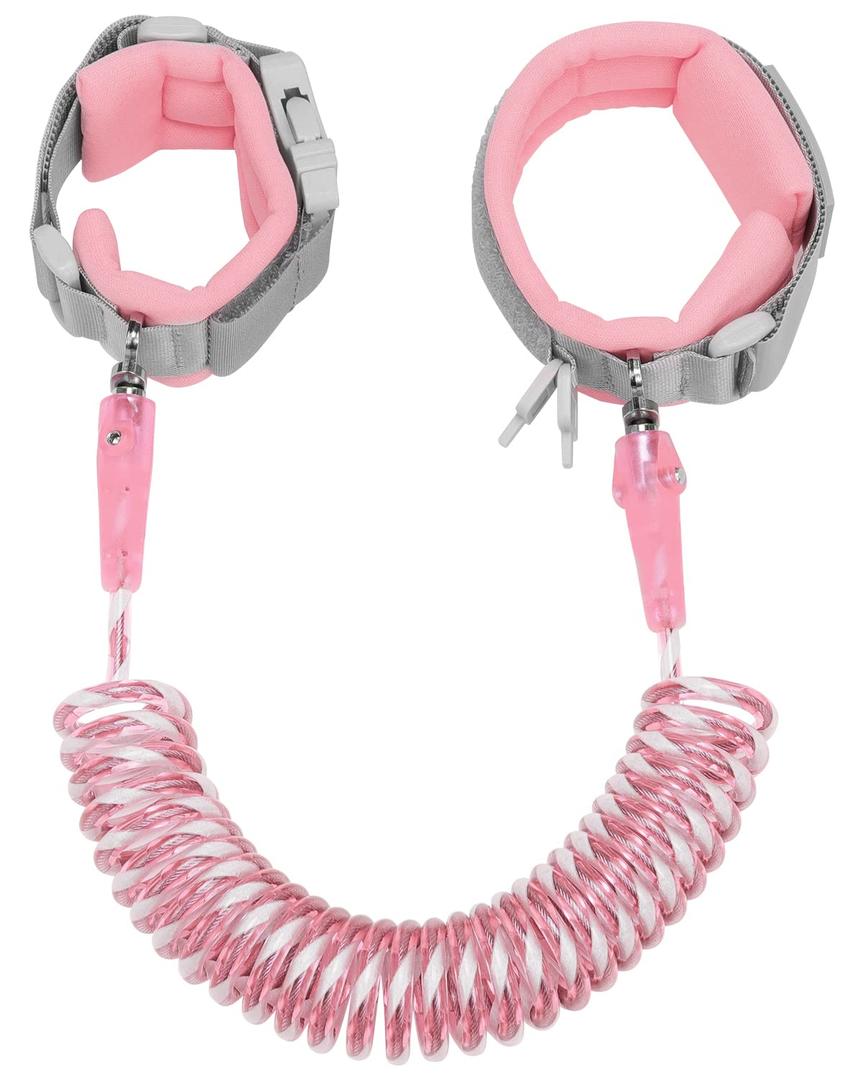 Dr.meter Kids Leash for Toddler, Reflective Anti Lost Wrist Link with Key & Lock, 8.2ft Safety Wristband Child Walking Harness for Supermarket Mall Airport Amusement Park Zoo Outdoor (Pink)
