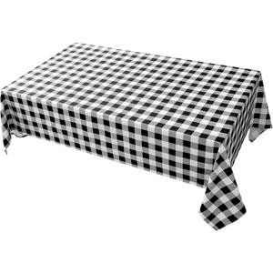 Classic Gingham Plaid Tablecloth Fabric - Rectangular 58x102 Inch Water Resistant Checked Table Cloth for Indoor/Outdoor Use - Table Cover for Kitchen, Picnics, Gardens, and Parties