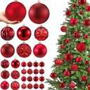 Soulchen 46 Pcs Red Christmas Balls Ornaments Set, 3.94/3.15/2.36/1.57 Inch Shatterproof Christmas Tree Hanging Plastic Balls Xmas Ornaments Decor for Xmas Tree Wreath Party Decoration Supplies