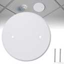 1 Pcs Ceiling Cover Plate, 5 inch Round Outlet Covers Plate For 3-1/2 inch Electrical Box, Metal Blank Cleanout Cover Plate for Smoke Detector, Wall Light Hole, Hole Spacing 2.8 inch-White
