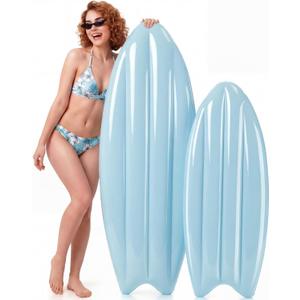 2 Pcs Inflatable Surfboard Decorations, Macaron Color Pool Floats, Blow-up Pastel Surfboard for Hawaiian Beach Summer Pool Sea Party Props (Blue,33 Inch,57 Inch)
