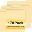 File Folder, PANDRI 170 Pack File Folder, 1/3 Cut Tab, Letter Size, Filing Folder for Office School Business, Manila