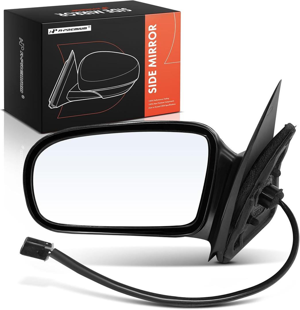 A-Premium Driver Side Power Door Mirror - Compatible with Chevrolet Cavalier & Pontiac Sunfire, 1995-2005 - Non-Heated Non-Folding Black Smooth Outside Rear View Mirror