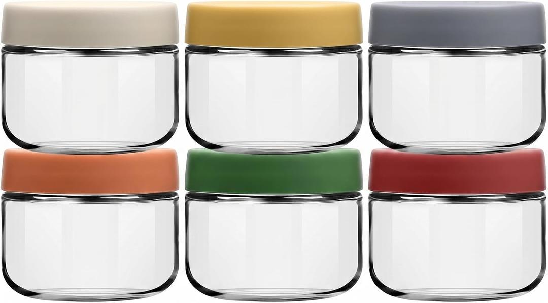 8oz Glass Jars with Lids 1 Cup Small Food Containers for Chia Pudding Jam Snacks Yogurt Overnight Oats Candy,6-Pack