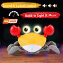 Crawling Crab Baby Toy Gifts: Tummy Time Toys Walking Dancing Cute Essentials Electric Induction Sensory Stuff Moving Babies Crabs with Light Up Music for Toddler Boys Girls Items Interaction Gadgets