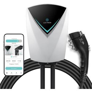 Lectron Electric Vehicle Charging Station (WiFi) 48 Amp with App Control - Powerful Level 2 EV Charger (240V) with NEMA 14-50 Plug/Hardwired - V-Box Pro Compatible with All J1772 EVs