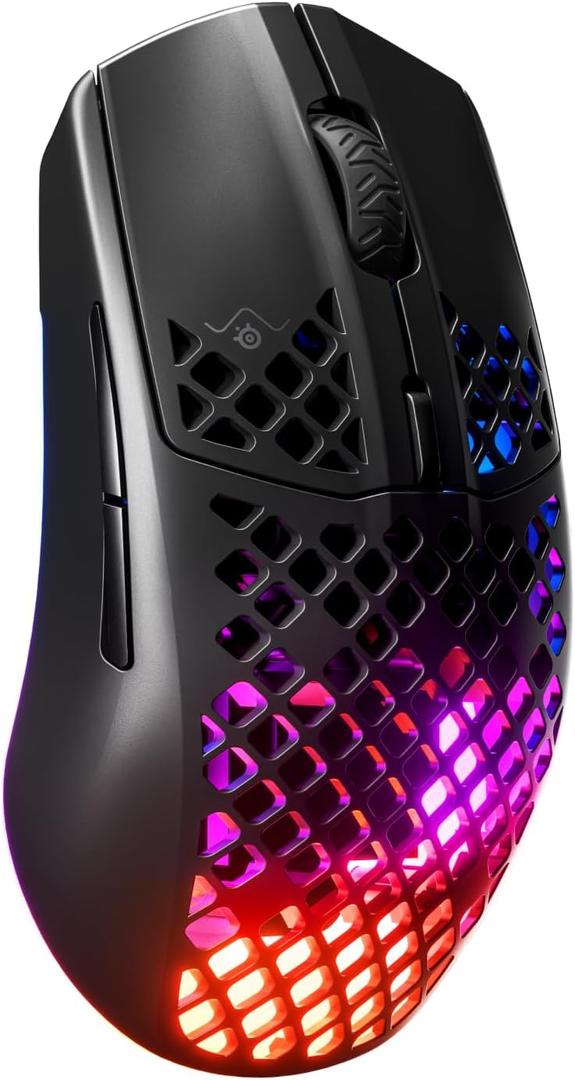 SteelSeries Aerox 3 Wireless - Holey RGB Gaming Mouse - Ultra-lightweight Water Resistant Design - 18K DPI TrueMove Air Optical Sensor- Onyx