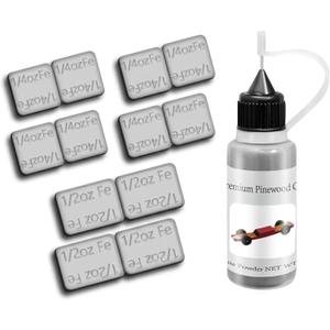 DerbyCraftPro Pinewood Car Weights Kit |4oz Derby Car Weights+0.5oz Graphite Powder|Graphite Lubricant Works on Pine Wheels & Axles|Lead-Free Low-Profile Weights Adjust The COG, Easy Peel & Stick (Gray)