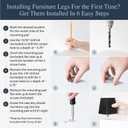 Airy Abode Premium Black Square Furniture Legs (Full Install Kit) - 10 inches