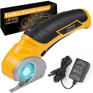 Cardboard Cutter Electric Box Cutter, Valentines Day Gifts for Him Husband Her Boyfriend, 4V Cordless Electric Scissors Rotary Blade for Cardboard Recycling Rechargeable DIY Cutting Carpet Leather (Warm Yellow)