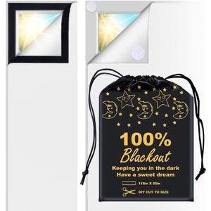 100% Blackout Blind White (118"x 59") Curtains Window Cove [DIY Cut to Any Size or Shape] [Hook & Loop Tabs][ Portable Bags for Travel ] [Light & UV Blocking ] for House,Baby Nursery,Apartment (White and Silver-grey)