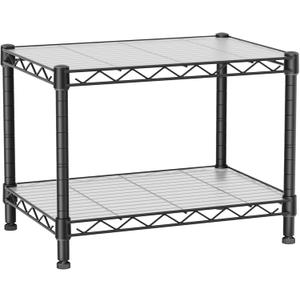Small 2 Tier Shelves Storage Wire Shelving Unit Metal Shelf Adjustable Organizers Storage Shelving with Wheels for Bathroom Laundry Room Kitchen Pantry12D x 18W x 12.2H Black
