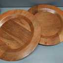 CLEENTABLE Wooden Chargers Plates Set of 2-13" Serving Dinner Plate for Weddings, Parties, Rustic Table Decor, Indoor Outdoor Dining - Lightweight Round Appetizer Plates (Walnut)