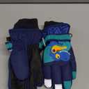 American Trends Kids Waterproof Winter Gloves Warm Snow Gloves Boys Girls Ski Gloves Toddler Mittens Windproof (XS (1-3 years old), Y Navy-Dinosaur) XS