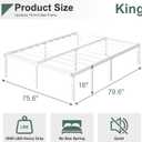 Upcanso 16 Inch White King Bed Frame Heavy Duty Metal Platform King Size Bed Frames with High Storage, Eassy Assembly 3,500 lbs Heavy Duty Bedframes