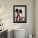 Framed Funny African American Kids Bathroom Canvas Wall Art Humor Cute Stank Face Black Girl Unpleasant Smell Cover Nose Painting Pictures Wall Decor Print Artwork for Washroom Toilet Decoration (16"L x 12"W)