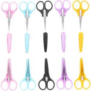 Veemoon 10pcs Round Tip Safety Scissors for Boys and Girls and Adults Multi-Function Craft and Haircut Scissors Wear-Resistant Paper Cutting Tools for Scrapbooking and Office Use
