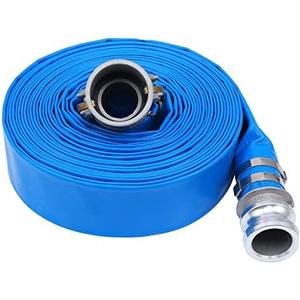 2 inch x 100ft PVC Lay Flat Discharge Hose With Aluminum Camlock C & E Fittings, Cam Lock Fitting, Heavy Duty Reinforced Pump Backwash Hose Assembly