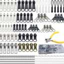 254 Pcs Zipper Repair Kit with Case Include Zipper Replacement and Pull, Universal Zippers Replacement kit for Cloting, Jackets, Coat, Boot, Backpack, Purse and Outdoor Gear