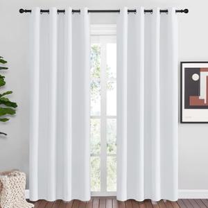 NICETOWN Blackout Curtains Panels for Bedroom, 2 Panels, 52 x 80 Inch, Greyish White, 3 Pass Microfiber Noise Reducing Thermal Insulated Solid Ring Top Blackout Window Drapes
