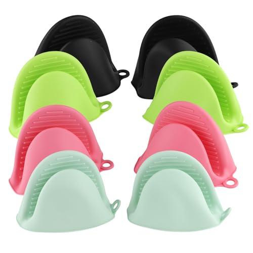4 Pairs Mini Silicone Oven Mitts, Cute Cooking Gloves for Kitchen, Lightweight Non-Slip Compact Rubber Oven Mitts Pot Holder for Camping/Baking