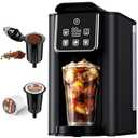 Hot & Iced Coffee Maker with Bold Setting, Single Serve Coffee Maker for K Cup and Grounds, 6-14 Oz Brew Sizes, 50 Oz Removable Water Tank, One Cup Coffee Machine with Reusable Filter, Black