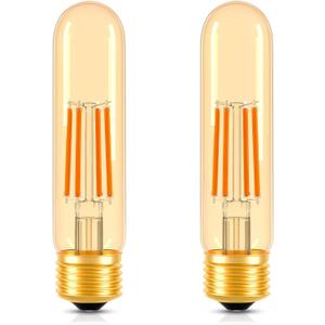 ToBeGreat T30 Light Bulbs 4 Watt Equivalent 40W Bulb E26 Tubular Bulbs T10 Amber LED Bulb Warm White 2200K Chandelier Desk Lamp Kitchen Bedbroom Bathroom,Dimmable,2 Pack (5 In (2pack))