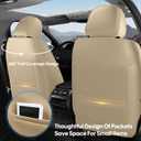 AOOG Car Seat Covers Full Set, Leather Seat Covers for Car, Waterproof Car Seat Protector with Lumbar Support, Automotive Seat Covers Universal Fit for Most Cars SUV Trucks (Full Set, Beige)