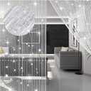 WILLBOND 4 Pcs String Curtains Glitter Fringe Curtains for Window 79 x 39 Inch Door Divider Strip Tassel for Wedding Living Room Bathroom Coffee Shop(Silver)