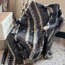 Aztec Throw Blanket 51"x63" for Sofa Couch Chair Bed, Reversible Cotton Western Blanket with Tassel, Black and White Boho Blanket Southwestern Tapestry Home Decor Travle Camping Blanket