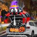 3 FT Halloween Inflatables Spider Trunk Or Treat Car Decorations Kit Built-in LEDs Blow Up Spider with Hat and Spider Web for Car SUV Truck Parade Halloween Decorations Outdoor Yard Decor