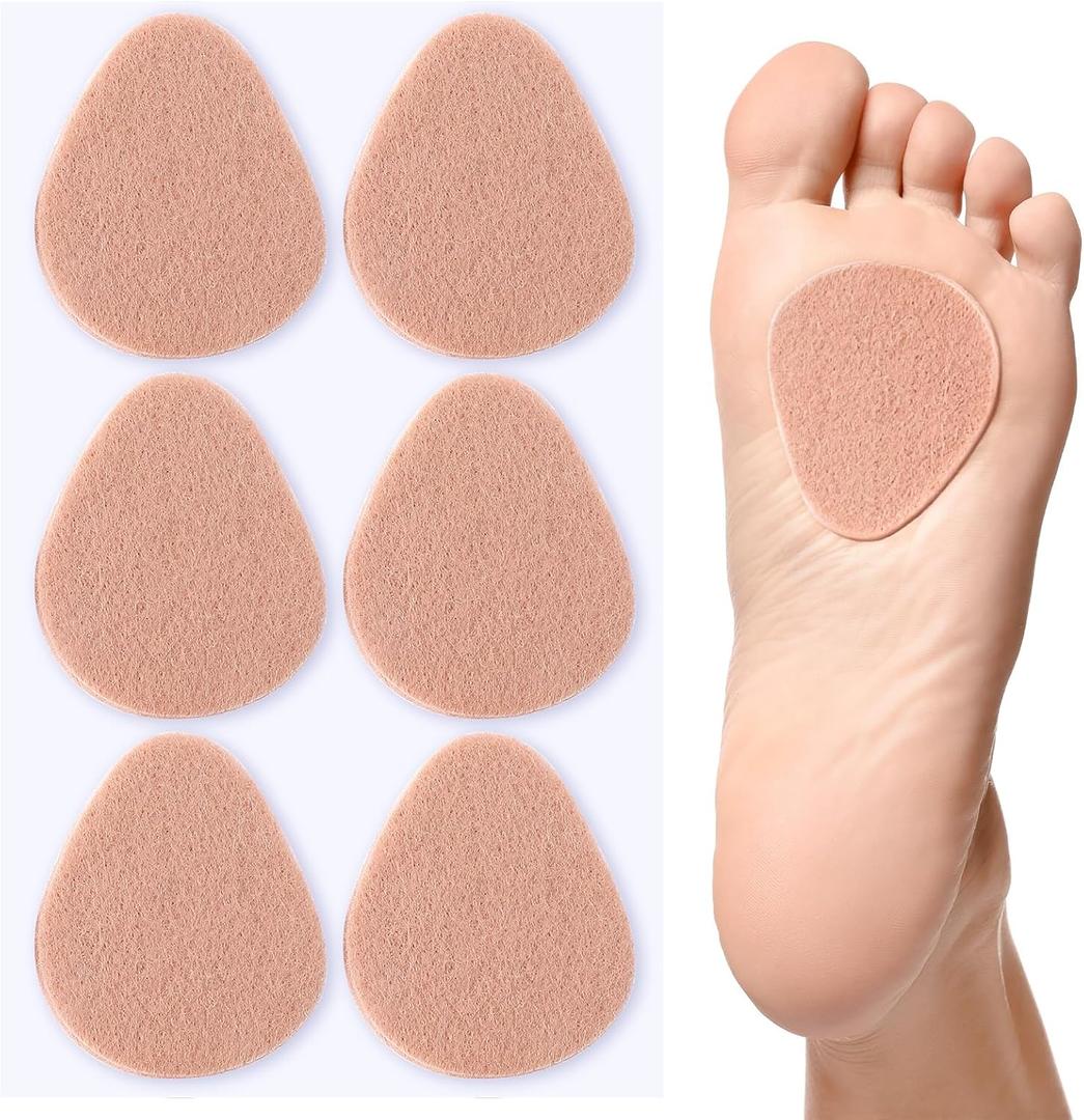 18 Pcs Metatarsal Foot Pads, Sole Serenity Foot Pad, Adhesive Forefoot Cushion Pad Felt Metatarsal Ball of Cushion Pads, Adhesive Forefoot for Pain Relief