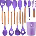 Kitchen Silicone Cookware Set, 12-piece Non-stick Cookware, Heat-resistant, BPA-free, Cooking Tools, Stirring Kitchen Tool Set (Purple)