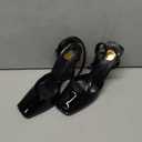 Peep Toe Wedges Sandals for Women Square Open Toe Buckle Ankle Strap Wedge Heels Patent Leather Slip-on Slingback Pumps Sexy Dressy Summer Shoes(Black,8.5)