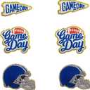 Game Day Embroidered Iron-On Patches Football Helmets Logos Embroidery Patch Chenille Applique Garments for DIY Clothing Jacket Backpack Hat Bag Decor (Blue 4 pcs)