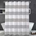AmazerBath Grey and White Shower Curtain Fabric, Striped Shower Curtain Cloth with Heavy Duty Stones and Rust-Resistent Metal Grommets, 72" W x 72" H