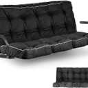 Outdoor Swing Cushions Waterproof, Thicken Porch Swing Cushion Replacement, 55 Inch Bench Seat Cushions for Garden Furniture Pad (Black, 40X55 inch)