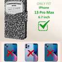 Buleens for iPhone 13 ProMax Wallet Case for Women - with Card Holder for iPhone 13 ProMax Flip Case Leather Crossbody Cute Aesthetic i Phone 13ProMax Case with Strap for Girls Girly, BK WH Notebook