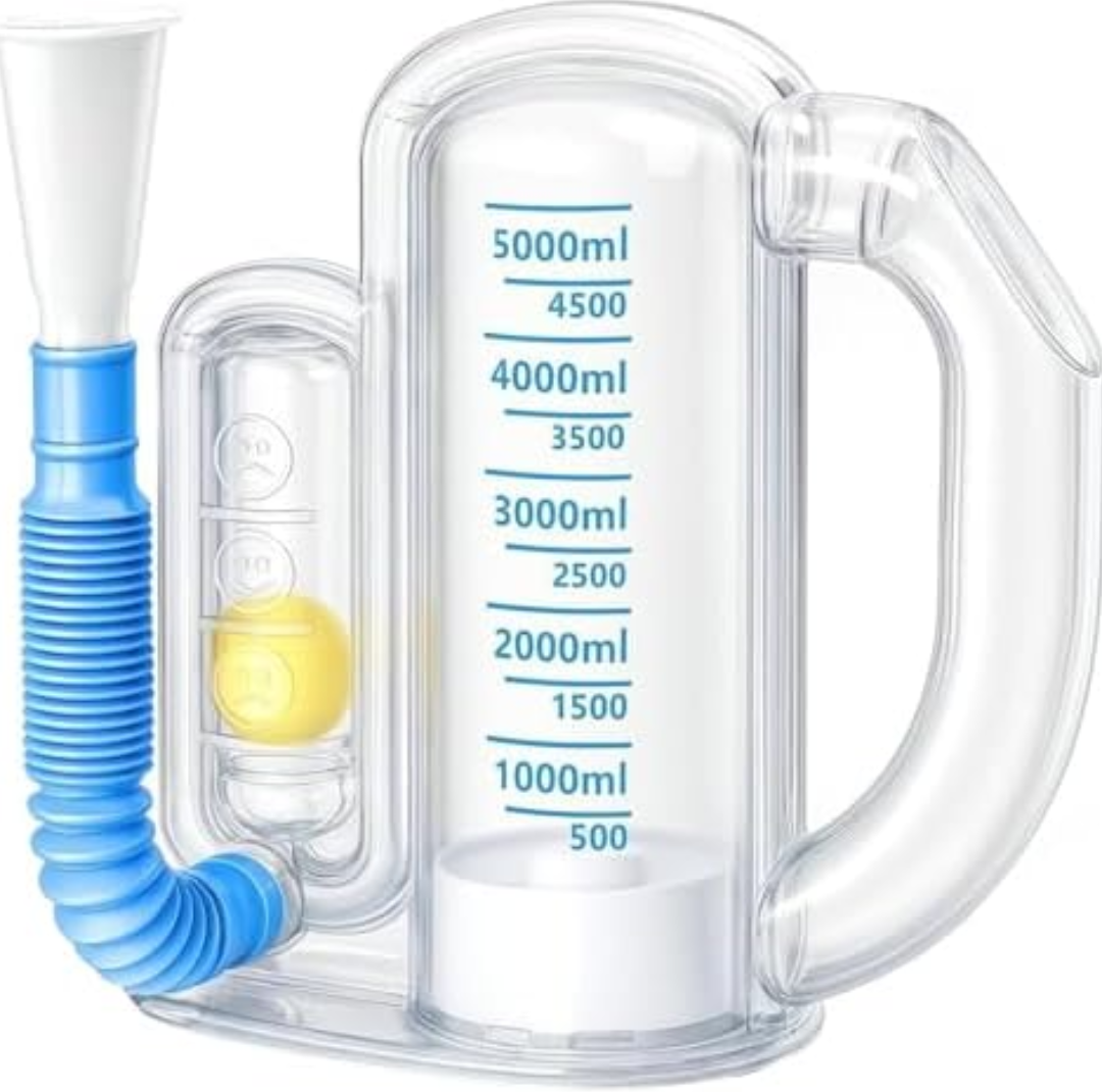 Incentive Spirometer-Incentive Spirometer Adult Breathing Exercise Device for Lungs,Deep Breathing Trainer for Children and Adults,5000ml Capacity Measurement with Flow Indicator-7×7×3.1 in