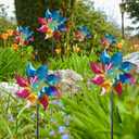 Hausse 10 Pack Reflective Pinwheels Wind Spinner, Extra Sparkly Rainbow Pinwheel with Stakes, Bird Repellent Blinder Devices Deterrent to Scare Birds Away from Yard Patio Farm Garden, Colorful