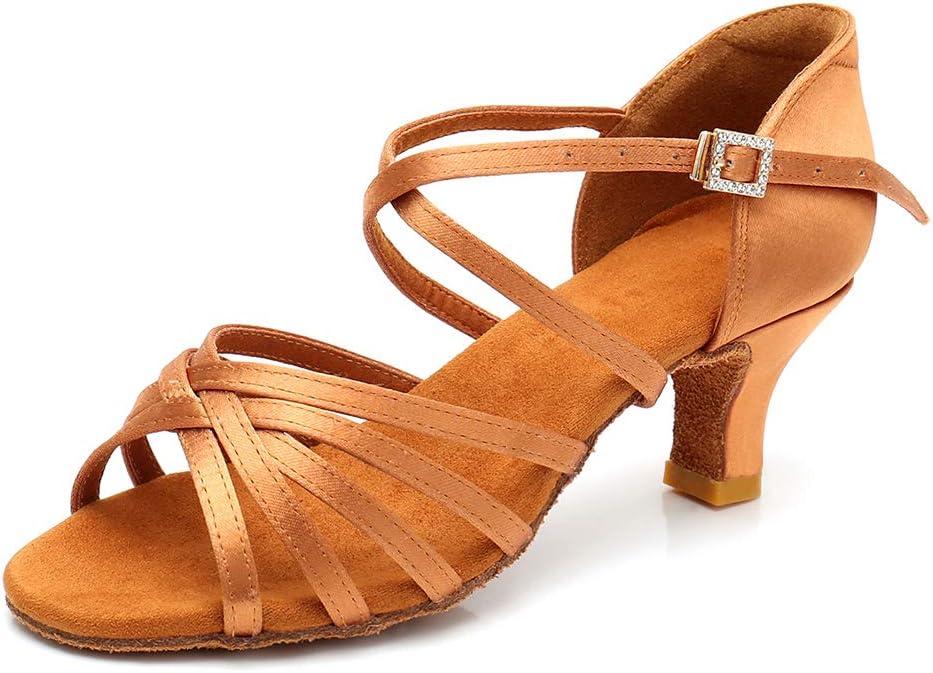 RoseMoli Women's Latin Dance Shoes Satin Professional Ballroom Salsa Practice Performance Dance Shoes, Size 37 EUR