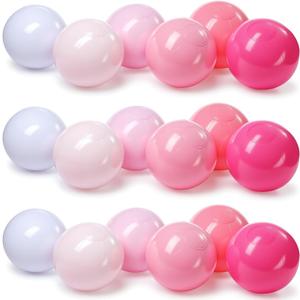 Realspring 24 Pcs Inflatable Beach Balls for Kids Bulk Pastel Solid Color Jumbo Beach Ball Swim Pool Floating Toys Baby Shower Birthday Summer Party Decor(Pink and White,26.5 Inch)