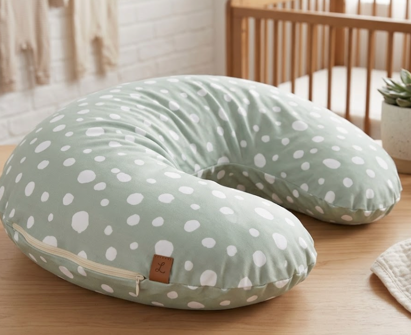 GFU Nursing Pillow Cover for Boys and Girls, Breastfeeding Pillow Case for Newborn, Soft Baby Breastfeeding Pillow Slipcover, Green Stretchy Feeding Cover (Cover Only)