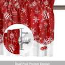 Christmas Window Valance Winter Snowflakes Window Treatment Merry Christmas Ball Ornaments Rod Pocket Curtain Valance,54x18 inch Xmas Snowflake Sparkle Red Kitchen Valance for Bathroom Cafe