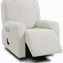 ULTICOR 4-Piece, 1 Seat Recliner Cover, Jacquared Stretch Reclining Chair Covers for 1 Cushion Reclining Sofa, Single Seat Recliner Couch Cover, Soft, Machine Washable (Style 2) (Ivory)