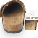 Womens Genuine Suede Clogs for Women Slip-On Buckle Slides Women's Mules & Clogs Natural Rubber Cork Footbed Sandals Potato Shoes with Arch Support 7-7.5
