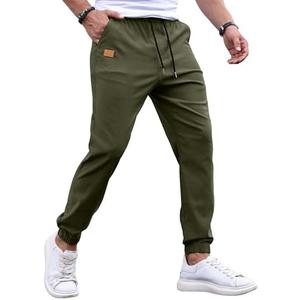 Sailwind Men's Casual Joggers Pants Drawstring Outdoor Chino Cargo Pants Twill Jogging Sweatpants Hiking (M, Army Green)